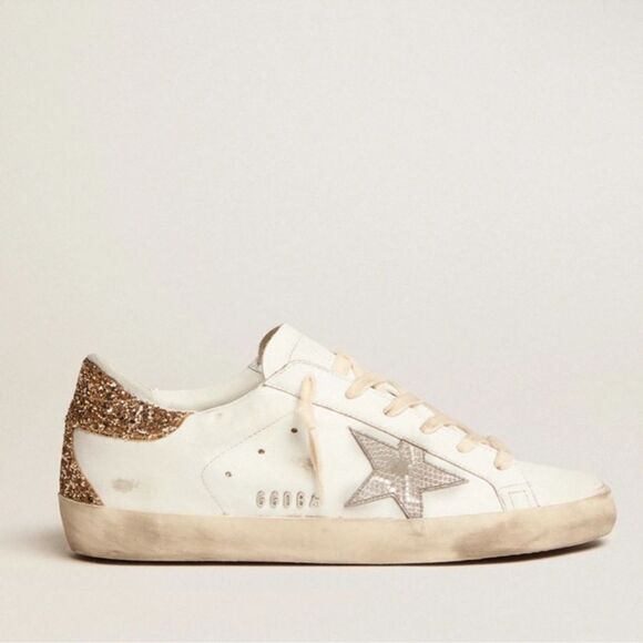 Gold Goose Super-Star with Silver Leather Star and Snake Print - Picture 1 of 13